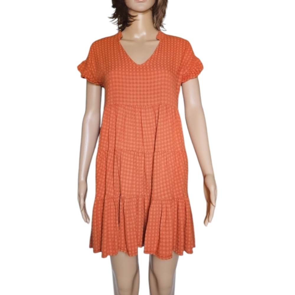 Voy Babydoll Rust Orange Mini Dress